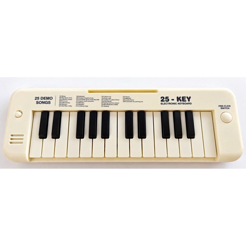25-Key Handheld Electronic Game Keyboard, 25 Demo Songs, One-Click Switch, White